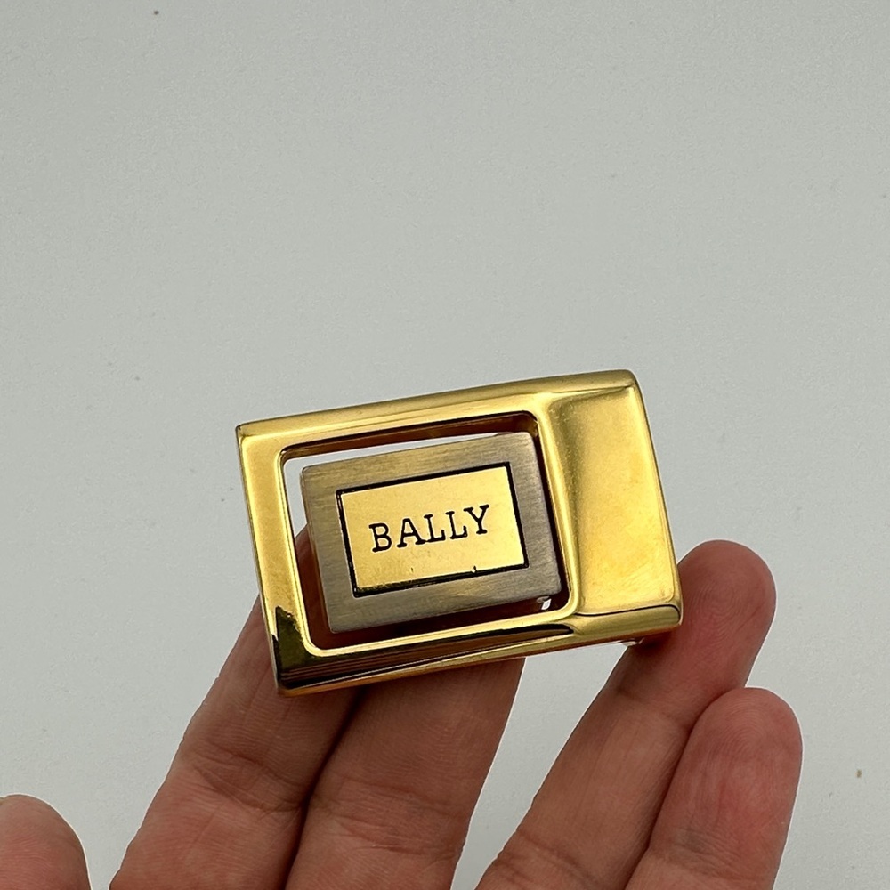 BALLY Gold Silver Two Tone Belt Buckle 1.75”x1.25”